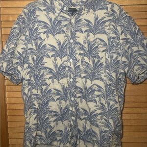 Banana Republic 100% Linen Men’s Shirt Tropical Palm Leaf